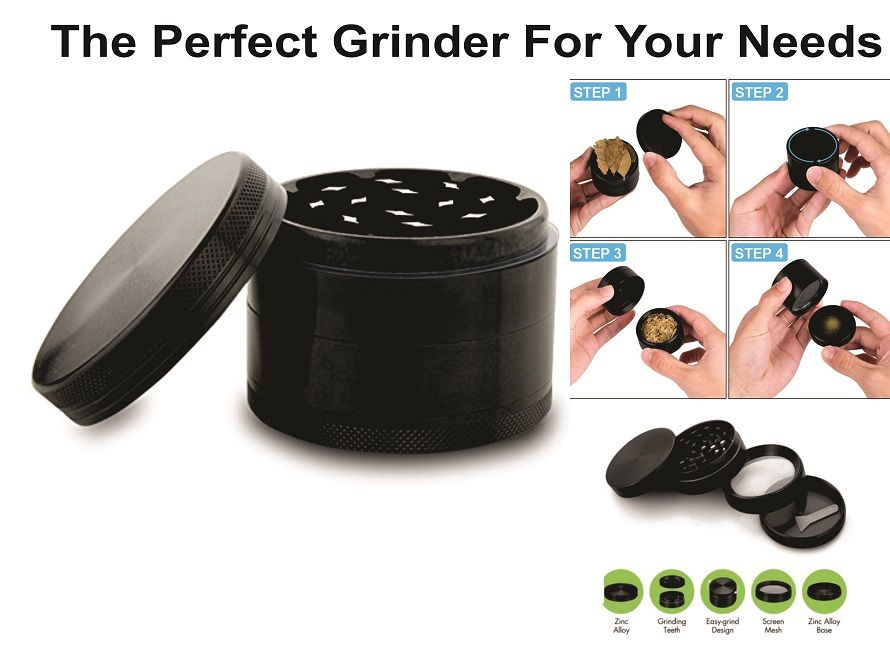 Mini Herb Weed Tobbaco Grinder 4 Part Weed Crusher-Black