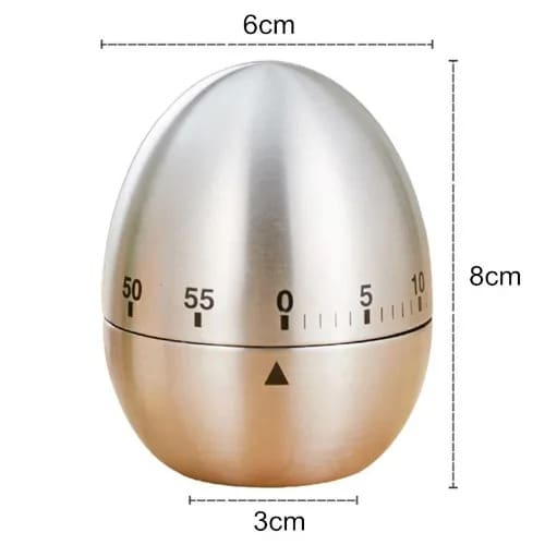 Egg Shape Stainless Steel Kitchen Timer - Silver