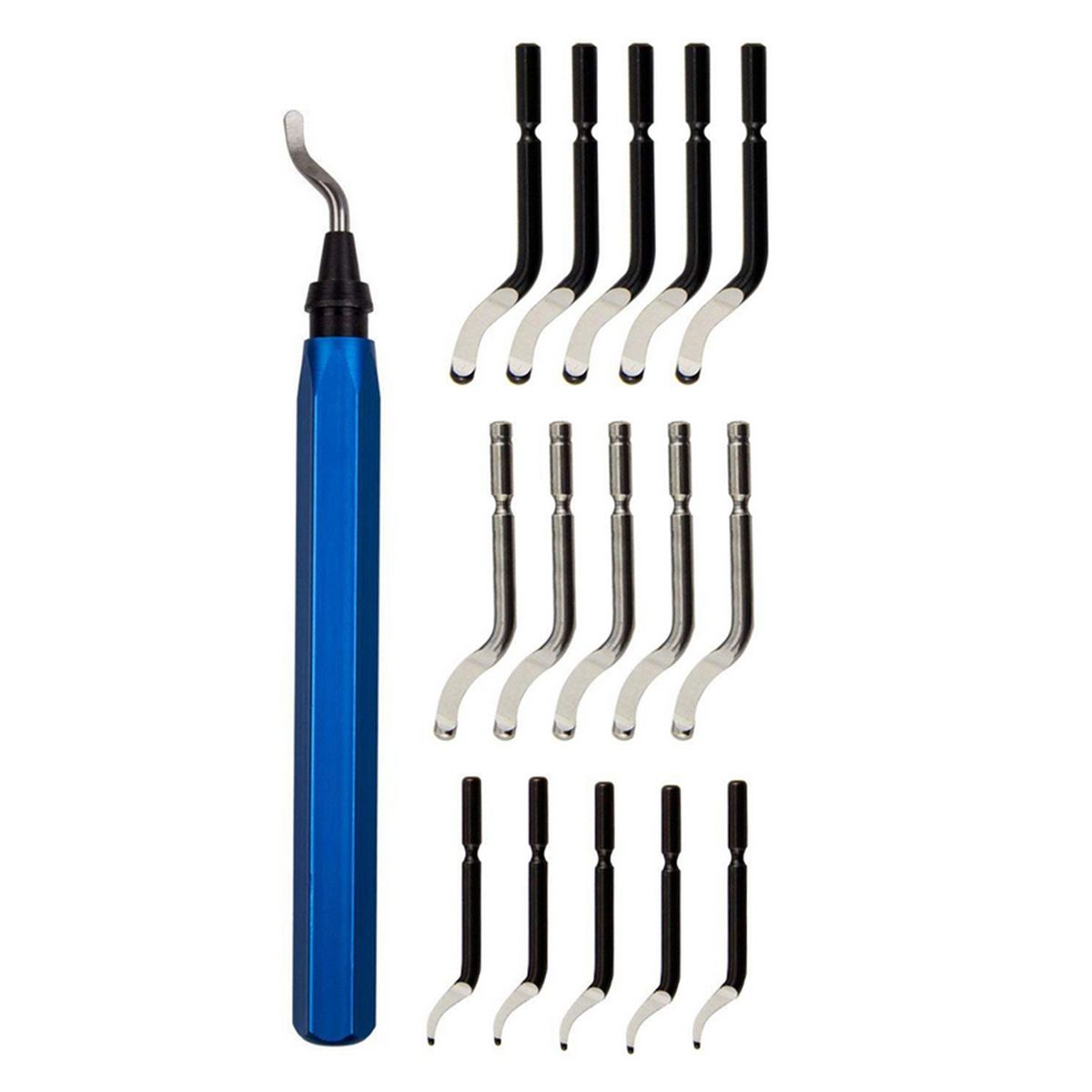 16Pcs Rotary Deburr Blades Set Aluminum Alloy Handle With
