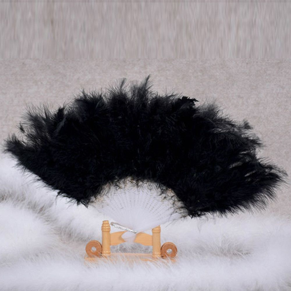 11 Showgirl Hand Feather Dance #H30 Fan Fan Lady Wedding Colors Feather Decor Vintage Women Elegant Folding Large Decal Dance