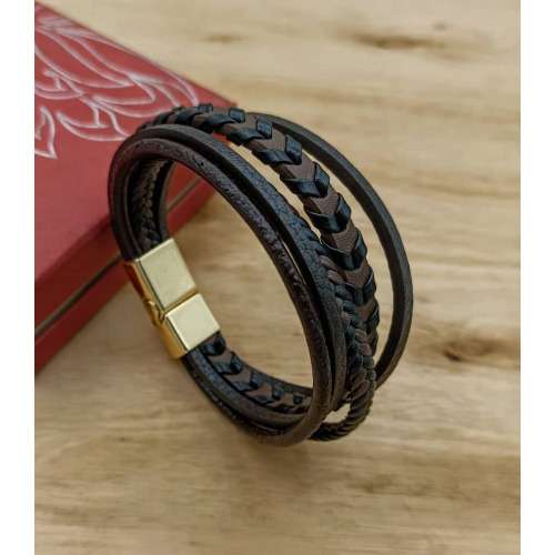 Brown Leather With Black Design