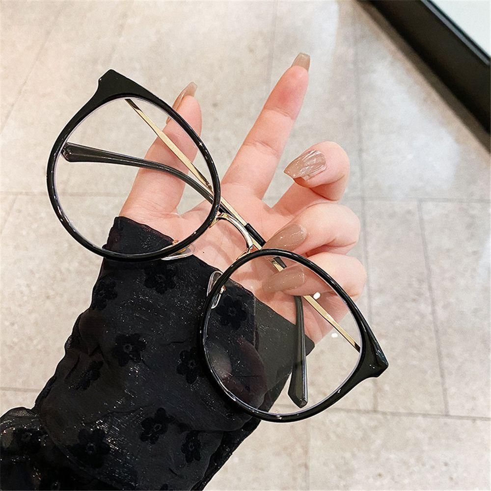 Vintage Leopard Transparent Anti-Blue Light Glasses Frame for Women Men Fashion Round Oversize Metal Optical Eyeglass Frame