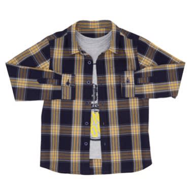 Boys Check Shirt- 2 Piece