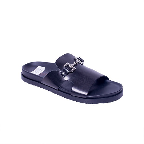 Tobylano Slippers With Nickel Accessory - Black