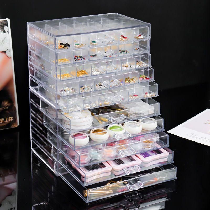 Storage Box Manicure Japanese Style Jewelry Box Diamond Box Drawer Box Classification Desktop Brush Acrylic Storage Box