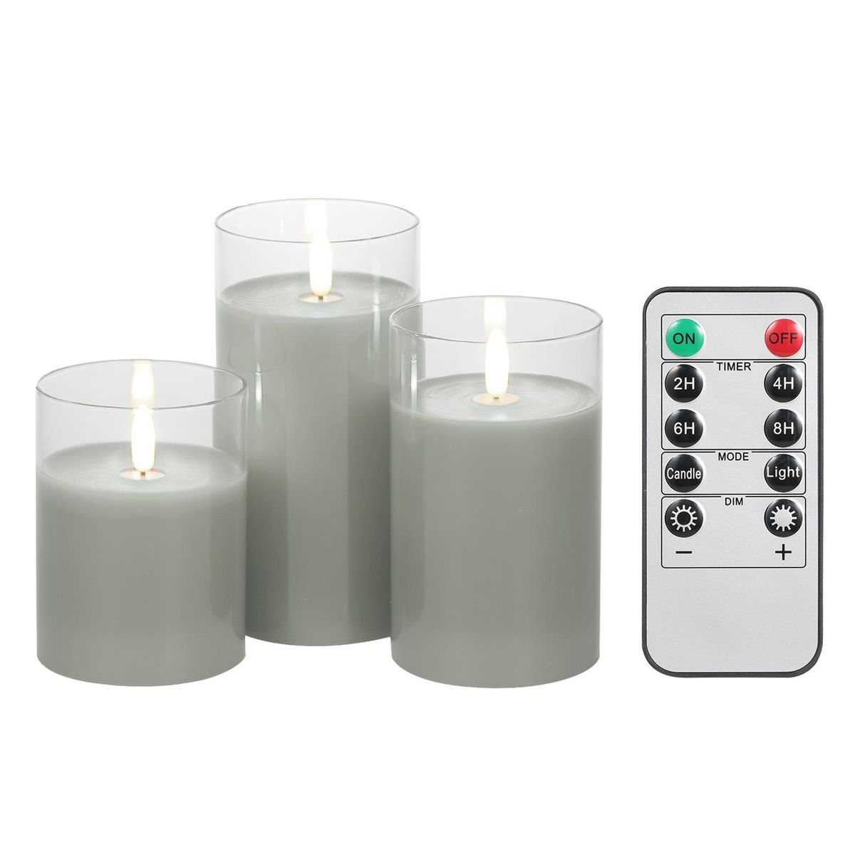 3PCS Flickering Flameless Candle Lights Kit with Controller Dynamic& Constant Bright Lighting Effect 50%&100% Dimmable Brightness Adjustable 2H&4H&6H&8H 4 Levels Timer 2 * AA Cell Operated for Indoor Outdoor Dinner Party Wedding Xmas Christmas Decoration