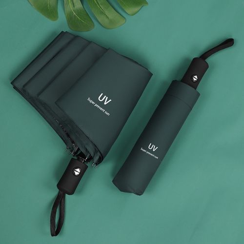 Dual Purpose 8 Rib Tri-Folded Sunscreen Automatic Umbrella