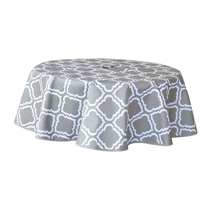 Patio Table Cloth W/  Hole Tablecloth Table Cover Round Flower