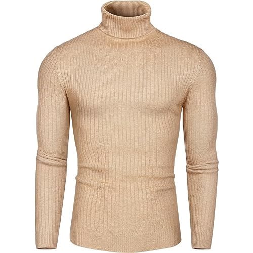Mens Turtleneck Sweater Slim Fit Multi