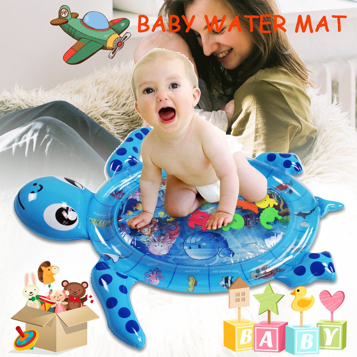Tortoise Shaped Puzzle Baby Water Pad, Suitable For Outdoor Games, Swimming Pool And Grassland