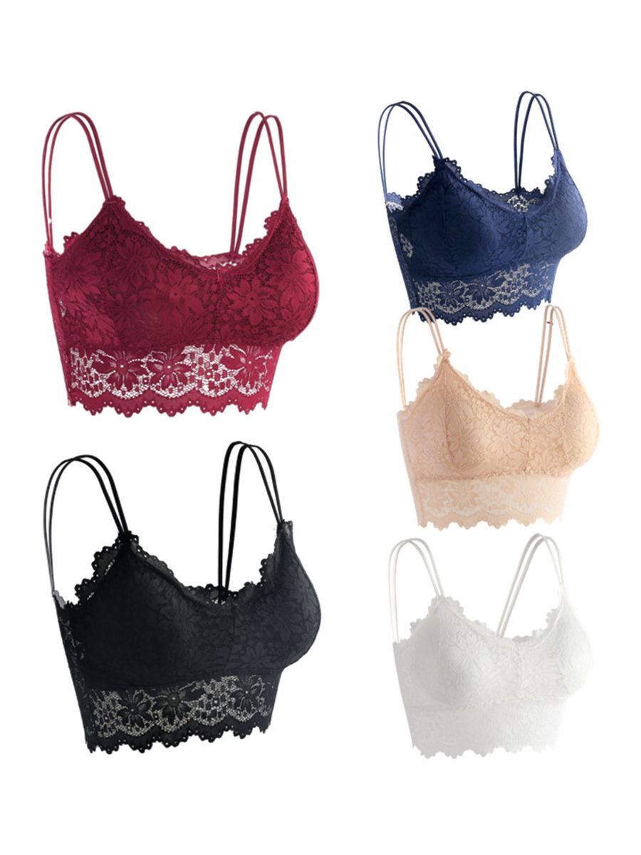 Women Lace Bra Camisole Wirefree Crop Tops 5 Pieces