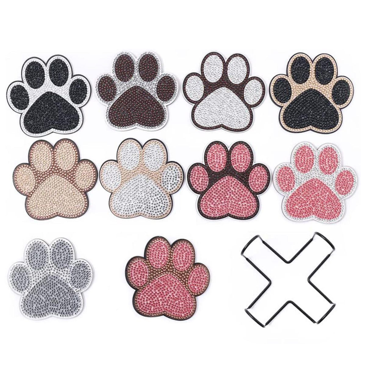 1 Set DIY Tea Coaster Cute Kitty Paw Pattern Diamond Coaster