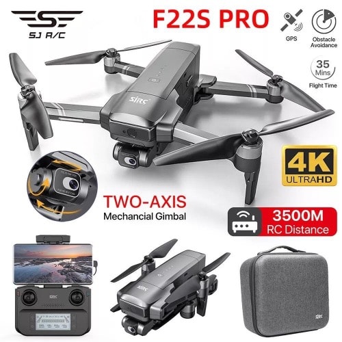 Sjrc F22s Pro Plus Gps Rc Professional Drone 3-axis Gimbal 4k Dual Camera 5g 5km with 2 batteries