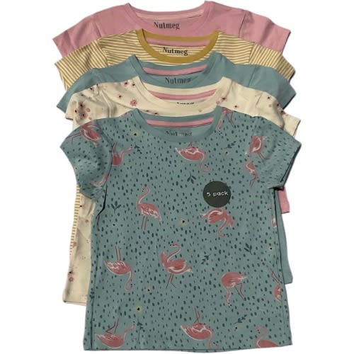 Printed Girls Short Sleeve Tops - 5 Packs