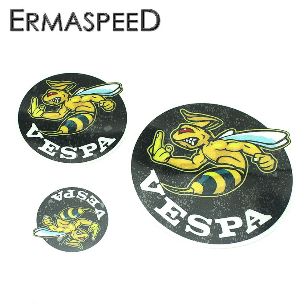 Motorcycle Vespa Helmet Sticker Black Round Bee Smart Logo