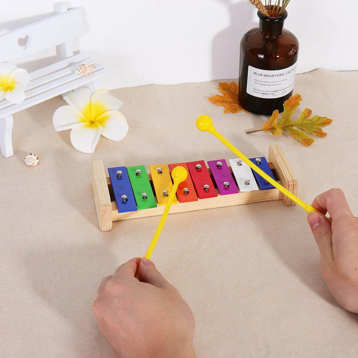 Wooden 8 Notes Xylophone Musical Instruments Children Kids Educational Music Toy # S Small 8