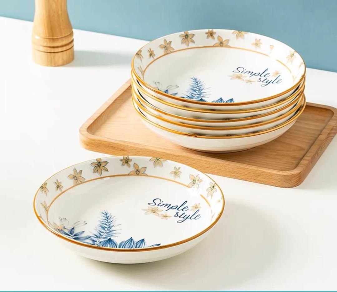 Simple Style Ceramic Glass Bowl Plate (6pcs)