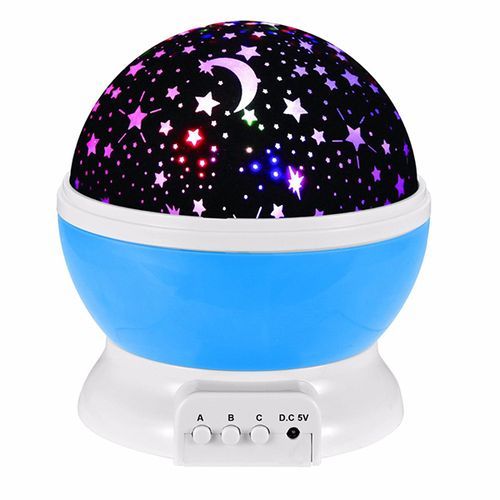 Night Lights  Star LED Starlight Star Moon Projection Light Starlight Automatic Rotary Color Drill Lamp Kt Ding Lamp # Blue