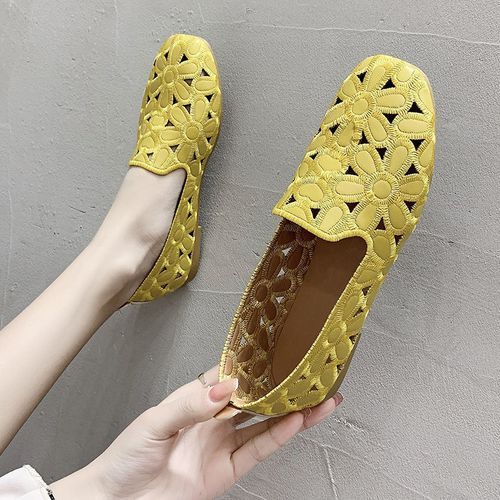Ladies Fashion Casual Flat Shoes Office Shoes-Yellow