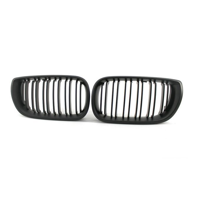 2Pcs Double-slat Matt Black Front Kidney Grilles-