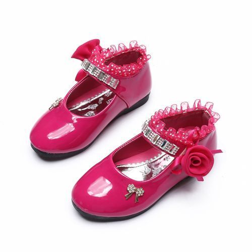 Medium Large Children's Shoes Female Baby Kids Princess Casual Shoes Rose Red