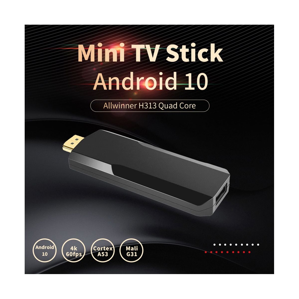 I96 D3 TV Stick 1GB+8GB Allwinner H313 Android 10 Smart TV Box 2.4G 5G WiFi Media Player Set Top Box(UK Plug)