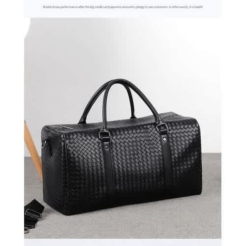 Multipurpose Leather Duffel Bag - Business Trip Leather Bag - Black Trip Bag