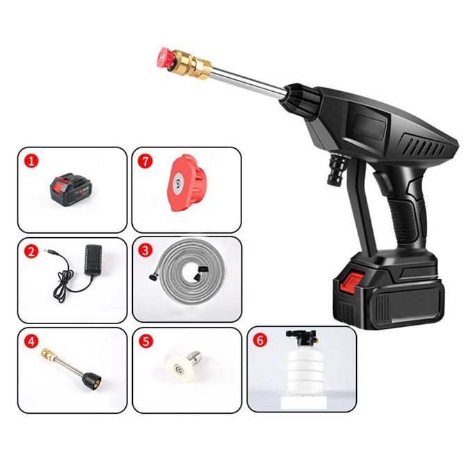 Wireless High Pressure Car Washer 25V Water Gun 30Bar 240W Set
