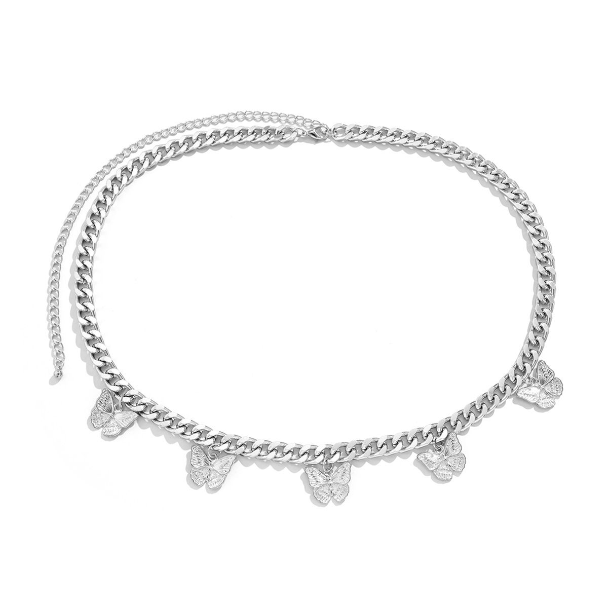 Butterfly Waist Chain Butterfly Pendant Body Chain Silver