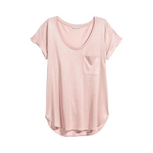 Chest Pocket Jersey Top-Powder Pink