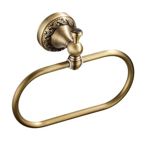 Oval Towel Ring Antique Brass Exquisite Pattern