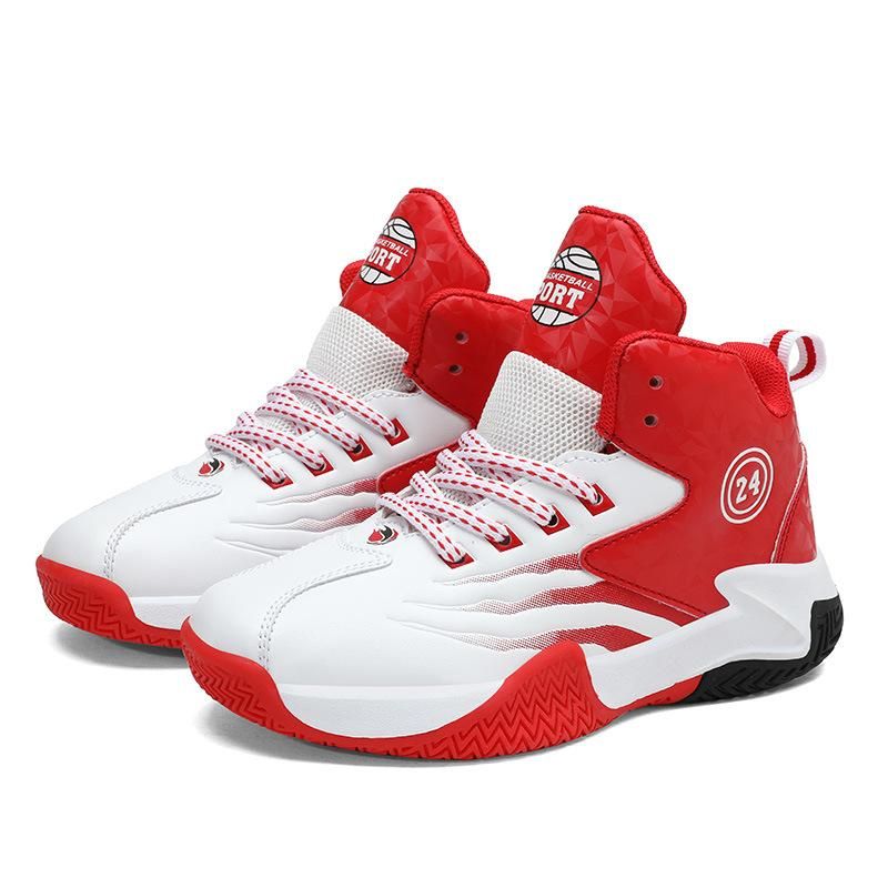 Boys basketball shoes leather sneakers basketball shoes White