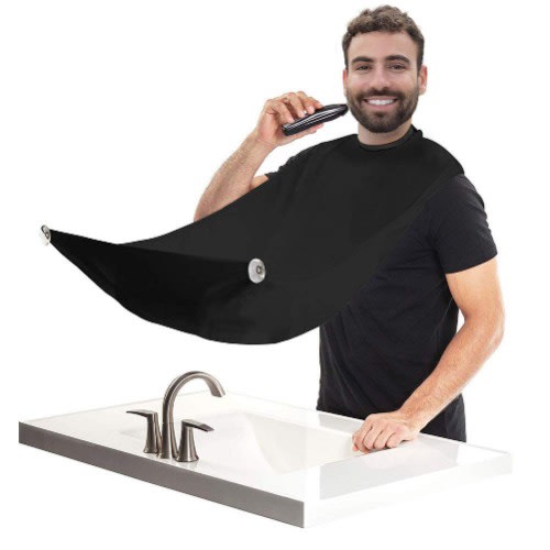 Beard Bib Catcher Man Bathroom Beard Apron Hair Cutting Cloth Household Cleaning-black