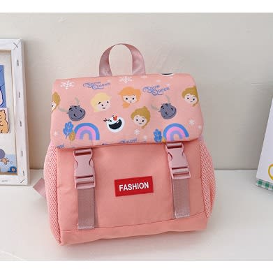 Toddler Girls Cartoon Character Trendy Light Weight School Bag -10.2" -peach