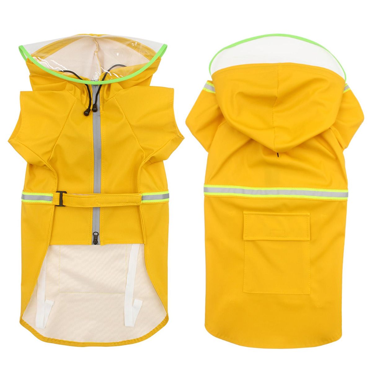 Pet Raincoat Reflective Large Dog Raincoat Cloak Type Transparent Rain Cap Dog Raincoat Zippered Pet Coat Dog Windproof Raincoat