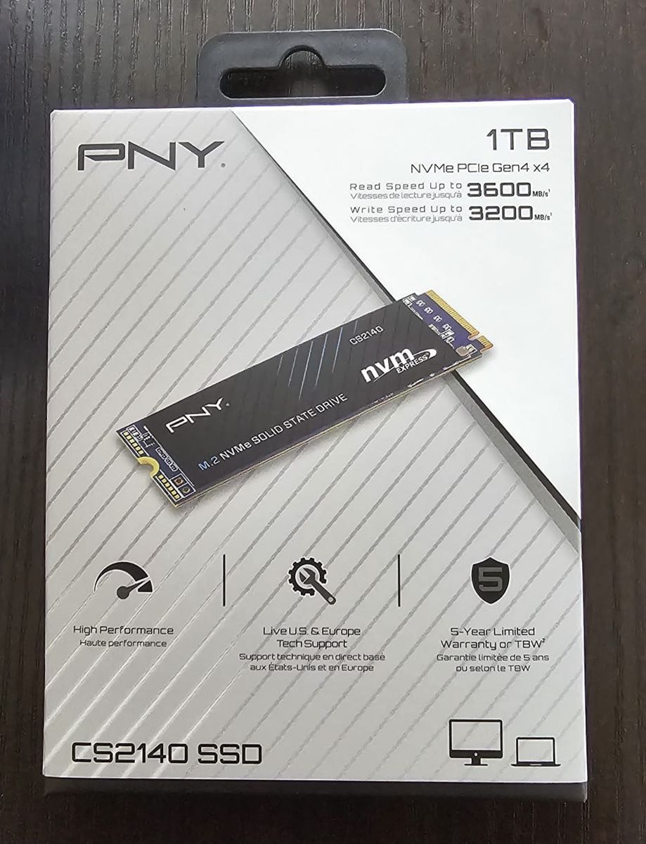 PNY SSD 2140 M.2 GEN4 1 TB , NVMe PCIe Gen 4x4, Read Speed 3600 MBs/ Write Speed Upto 3200 MB/s