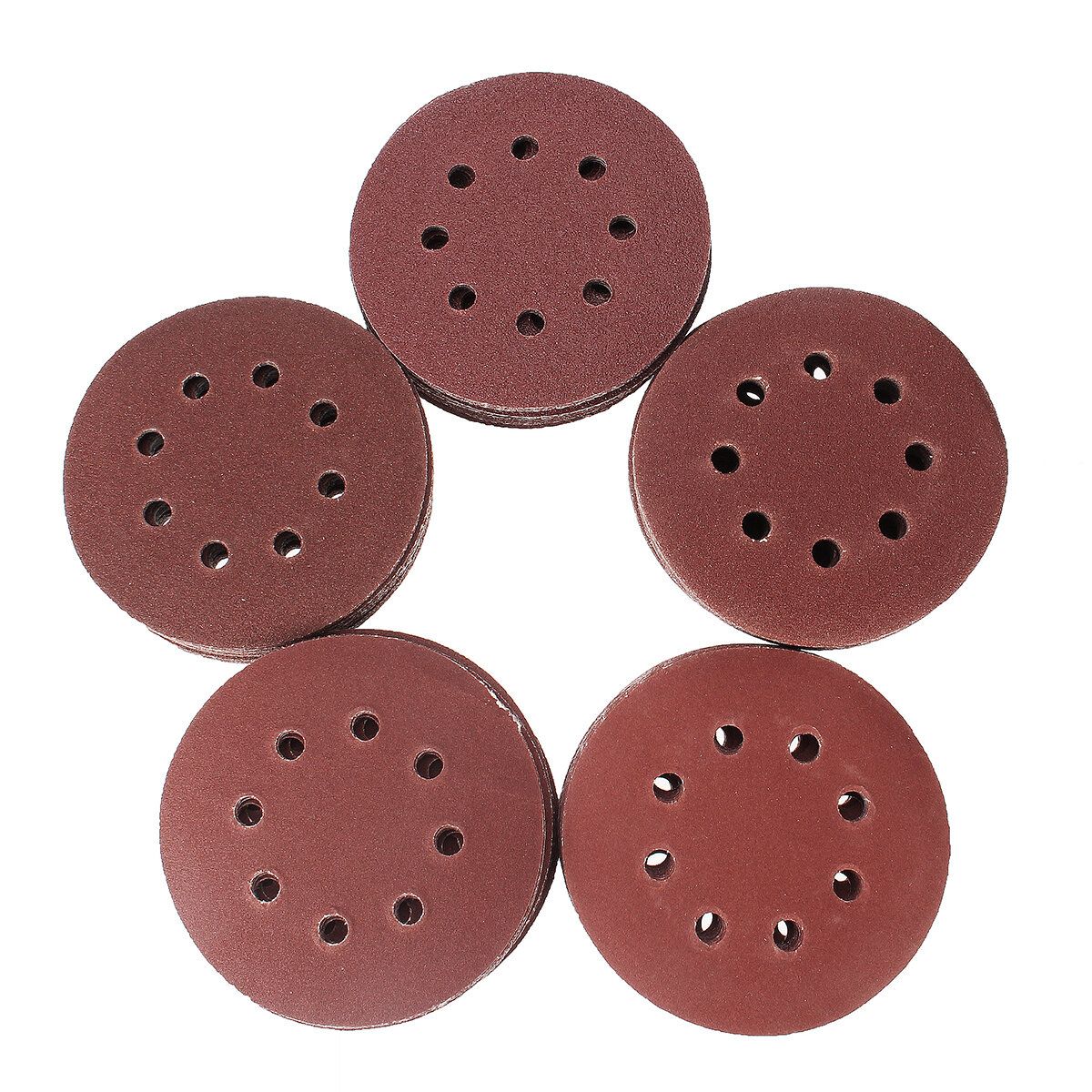 100Pcs 125mm 8 Holes Abrasive Sand Discs 60/80/100/120/240