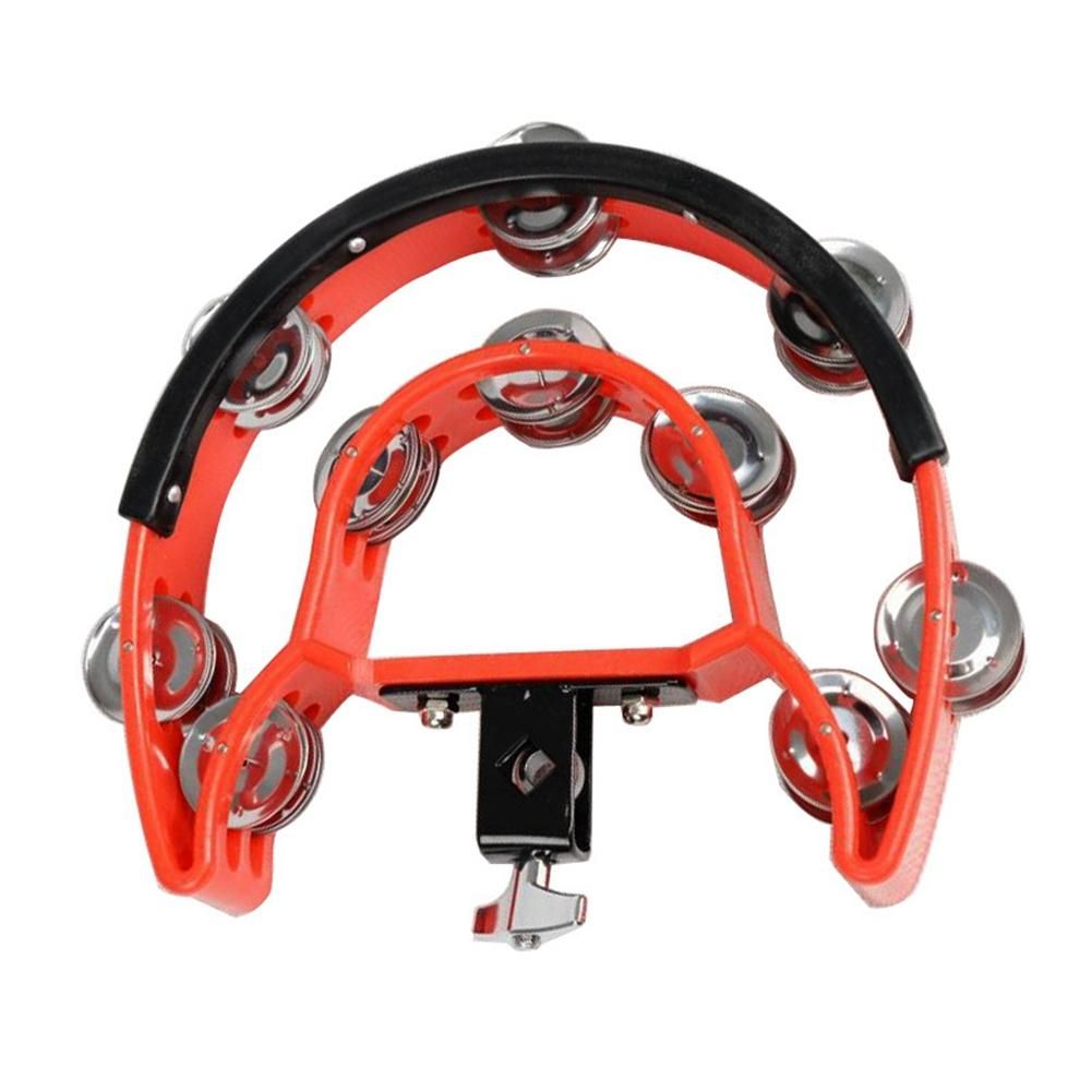 Half Moon Musical Hand Bell Percussion Instrument Accompaniment Handbell Shaker Percussion Parts Tambourine,Red