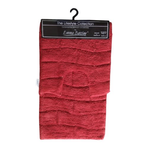 Machine Washable Bath Rug - 2 Piece - Red