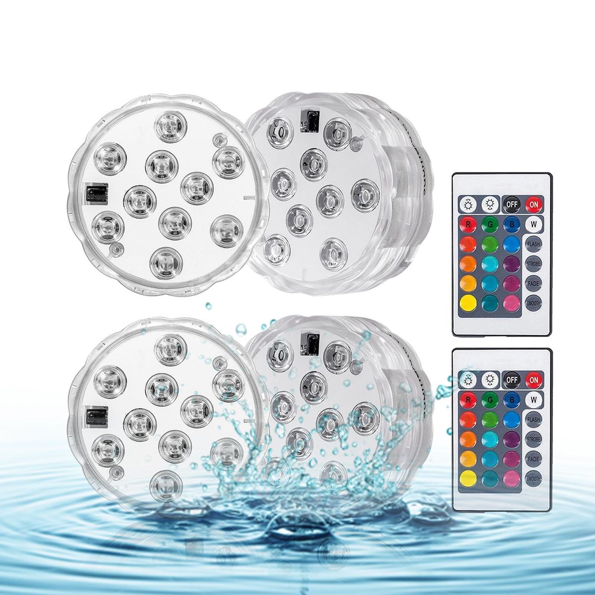 4PCS Submersible LED Lights with Remotes RGB 16 Colors Waterproof Pond Lights Underwater Lights for Swimming Pool Hot Tub Party Vase Fish Tank