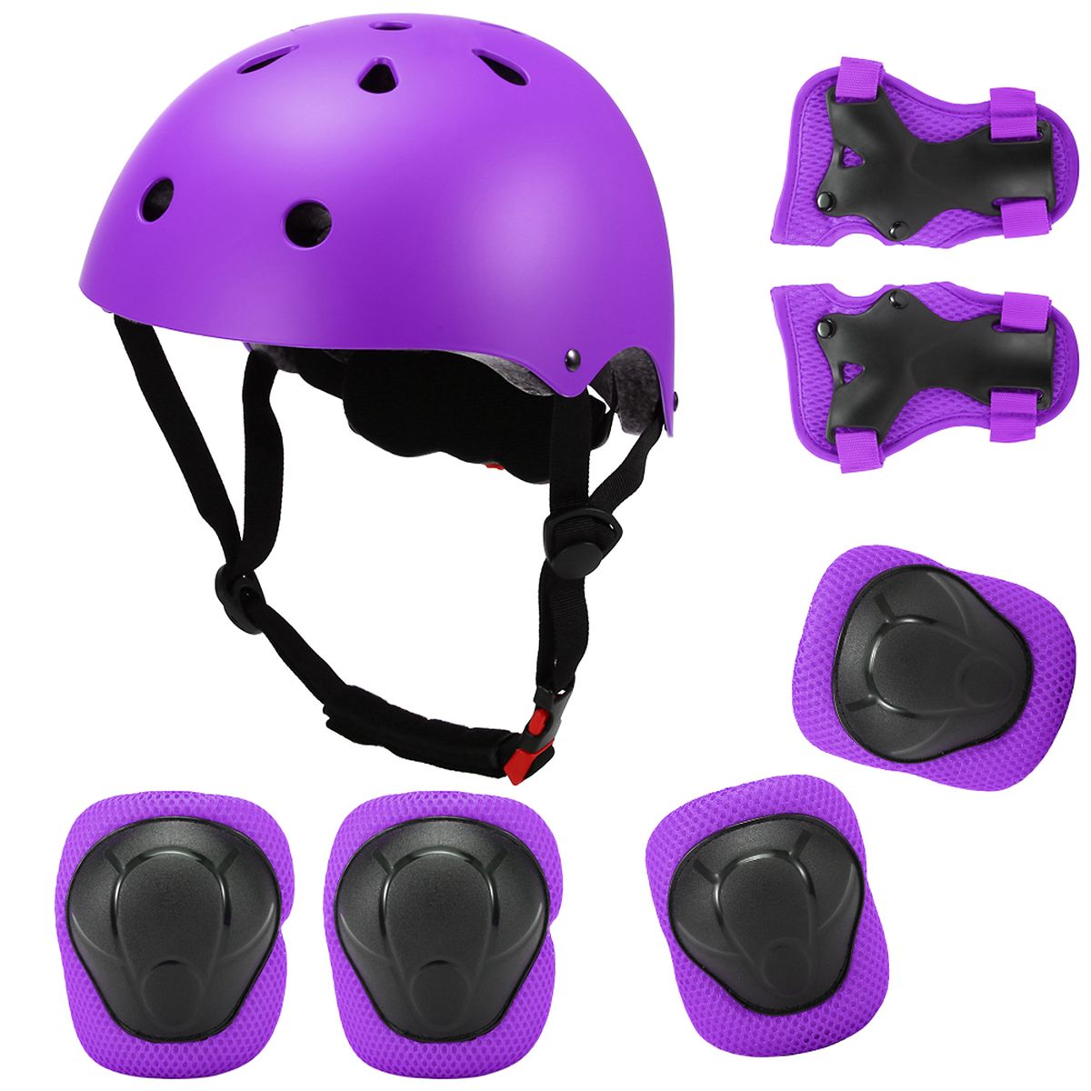 Kids 7 In 1 Helmet And Pads Set Adjustable Kids Knee Pads