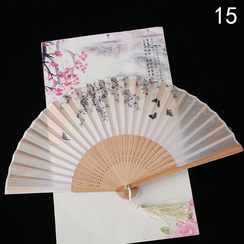 Folding Retro Fans Fans Fan Cloth Crafts Dance Hand Printed Art Style Fan Vintage Chinese Decoration Japanese Bamboo Ancient