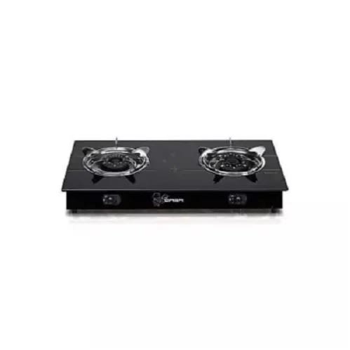 2 Burner Glass Table Top Gas Cooker - Qgc-2bg - Black