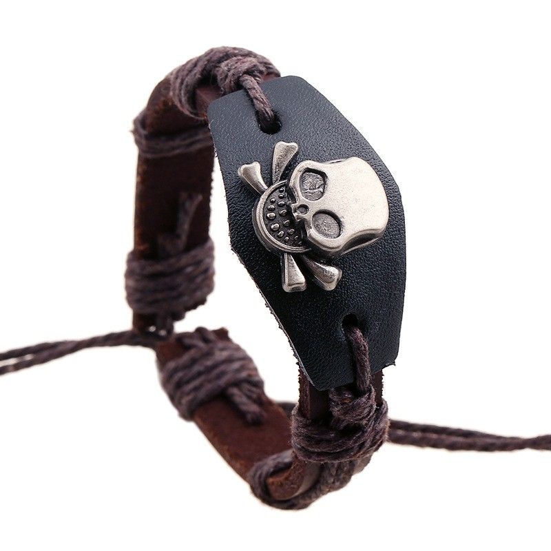 Retro Cowhide Hand-woven Skull Bracelet