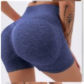 Women High Waist Yoga Shorts - Blue