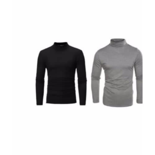 Turtle Neck Long Sleeve Top- Black & Grey