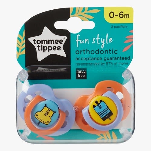 Closer To Nature Fun Style Baby Pacifier, 2 Packs - Purple And Orange