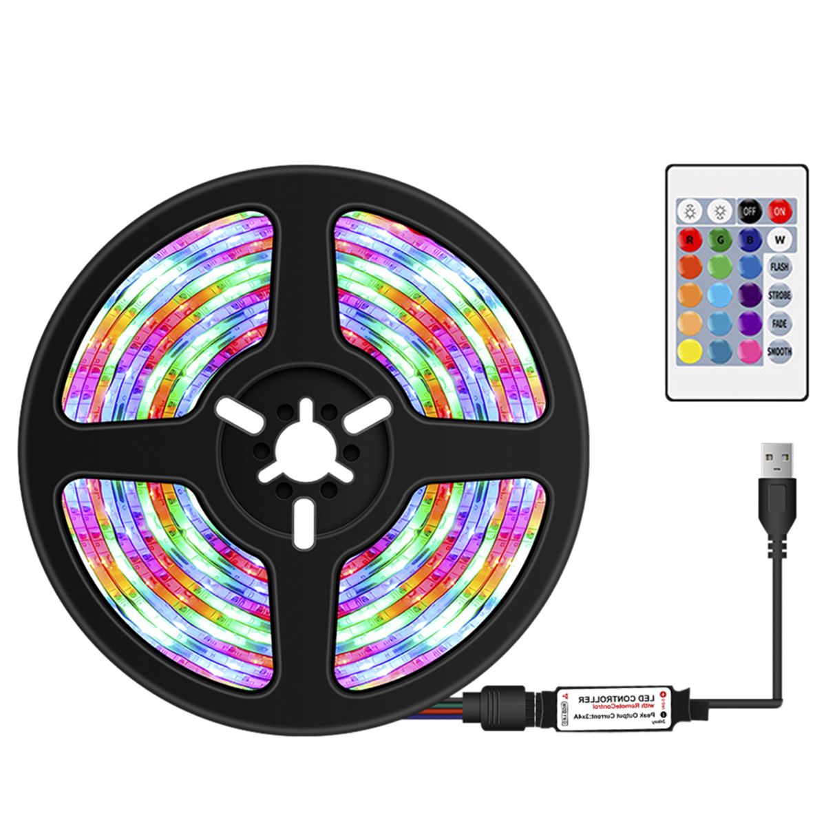 USB Dimmable RGB Colorful LEDs Strips Light With IR Remote