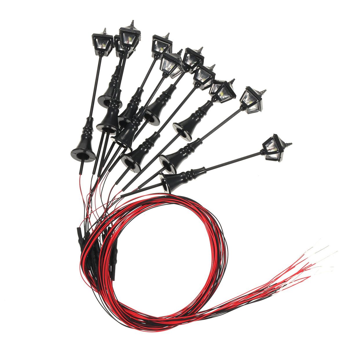 10pcs Warm White Model Street Lights Railway Train Lamp Post Layout Decoration for Garden Yard Patio Tree Holiday FT09