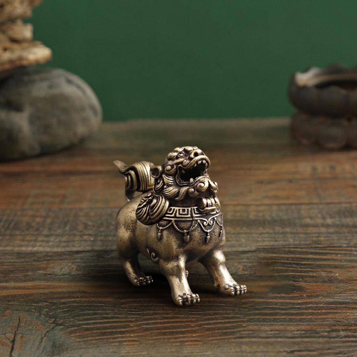 Retro Brass Kylin Statue Ornament Housewarming